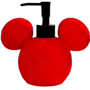 Mickey Mouse Red Soap/Lotion Pump Dispenser Embossed Ear/Head Shape Pattern, New